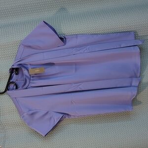 NWT SZ XS J. Crew Purple Tie Front Short Sleeve Blouse